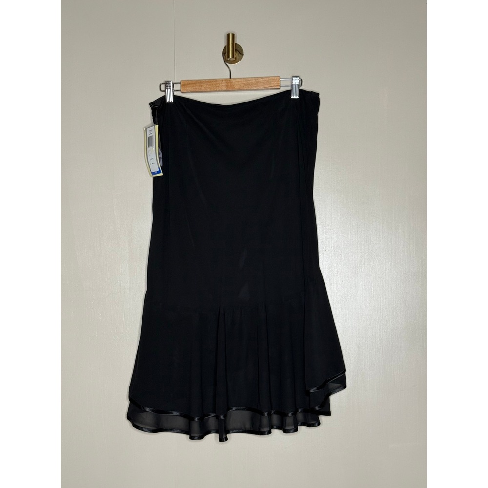 Patra Black High Low Ruffle Midi Skirt Satin Trim Size 16 NWT Evening Formal - Picture 5 of 8